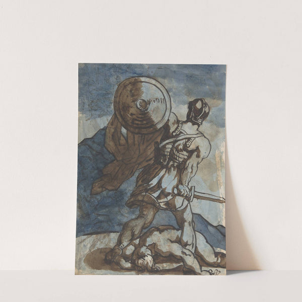 A Warrior Holding a Shield and Sword, Seen from the Back by Théodore Géricault