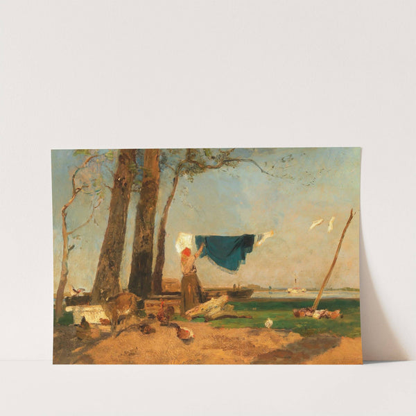 A washerwoman on the Danube bank, near the Praterspitz by Emil Jakob Schindler