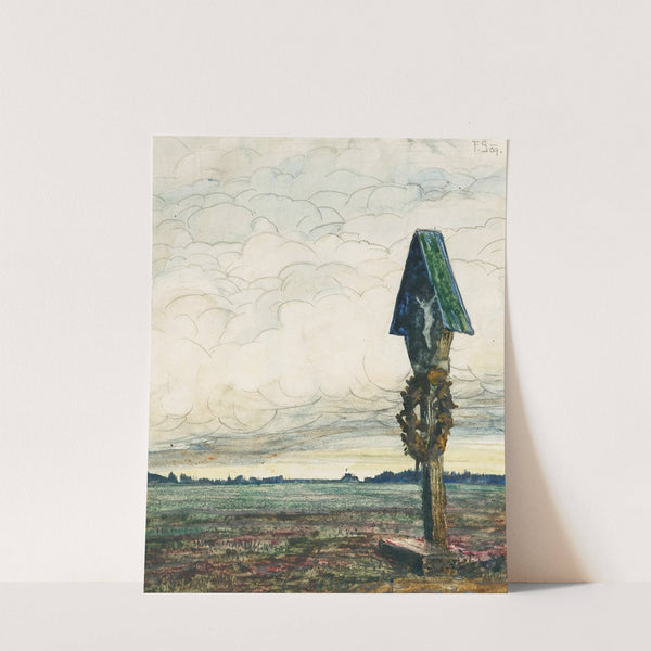 A wayside cross under storm clouds (1909) by Franz Sedlacek