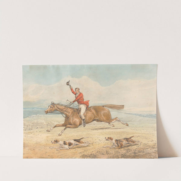 A Whipper-In and a Couple of Hounds Running Hard in Open Country by Henry Thomas Alken