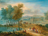 A wide landscape with travellers