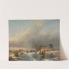 A winter landscape, on the right a windmill and houses by a frozen canal (1841) by Andreas Schelfhout