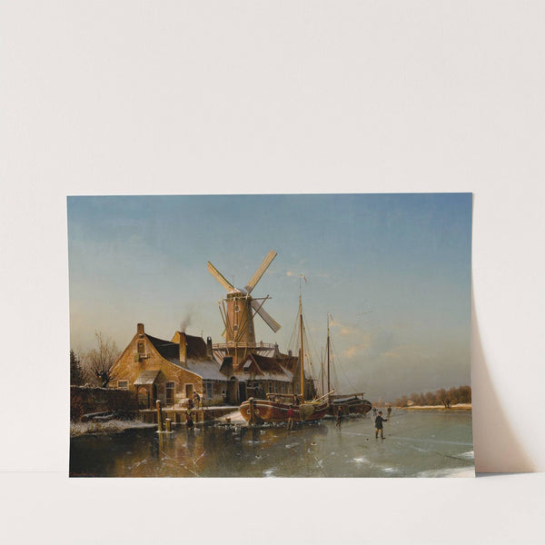 A Winter Landscape With A Mill On A Frozen River by Johannes Bertholomäus Duntze