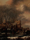 A winter landscape with figures on the ice