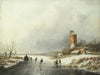 A winter landscape with figures on the ice