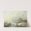 A winter landscape with figures on the ice by Jan Jacob Coenraad Spohler