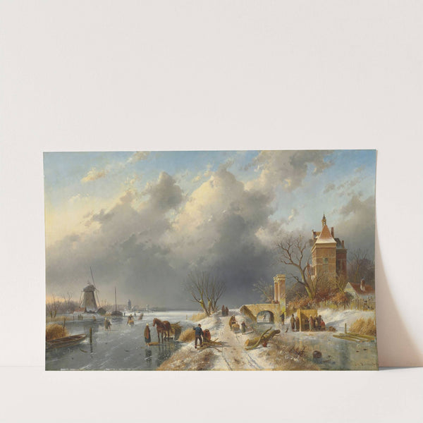 A winter landscape with figures on the ice (1895) by Charles Leickert