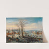 A winter landscape with numerous figures in a village by Karel Beschey