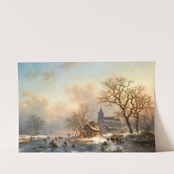 A Winter Landscape With Skaters On A Frozen River by Frederik Marinus Kruseman