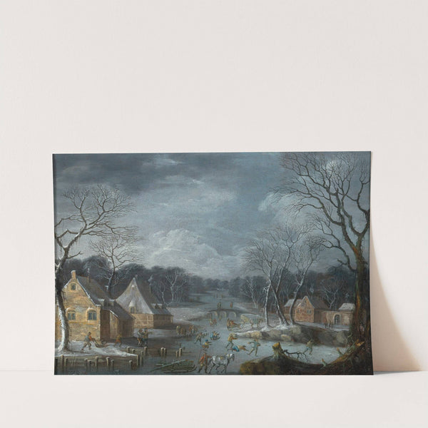 A winter landscape with skaters on the ice by Robert Griffier