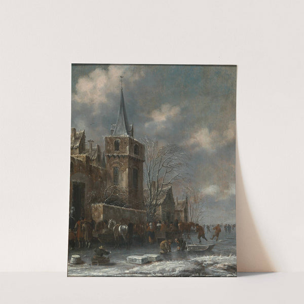 A winter landscape with skaters on the ice (1673) by Thomas Heeremans