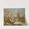 A Winter Landscape With Skating Figures And A Horse-Drawn Sleigh Near A Wind Mill by Andries Vermeulen