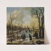 A Winter Landscape With Villagers Skating And Playing Kolf On A Frozen Canal, A Village Beyond by Aert van der Neer