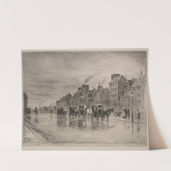 A Winter Morning on the Quai de l’Hôtel -Dieu (1876) by Félix Hilaire Buhot