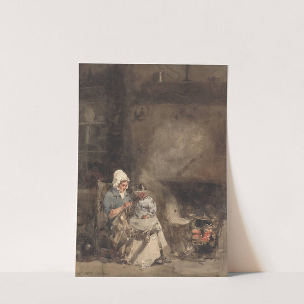 A Woman and Child by a Hearth by William Evans of Bristol