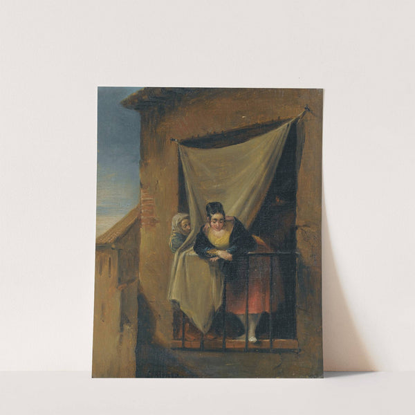 A Woman At A Balcony by Leonardo Alenza y Nieto