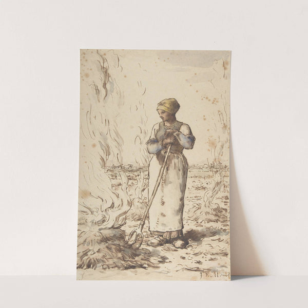 A Woman Burning Weeds by Jean-François Millet