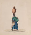 A woman carrying a vessel on her head and a child on her back