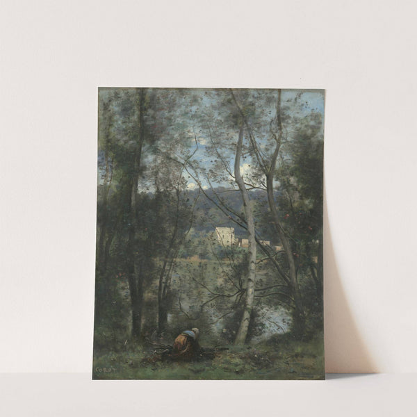A Woman Gathering Faggots at Ville-d'Avray by Jean-Baptiste-Camille Corot