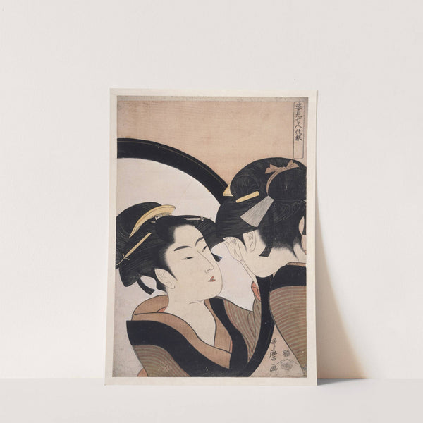 A woman looking at her reflection in a mirror (1793-1804) by Kitagawa Utamaro