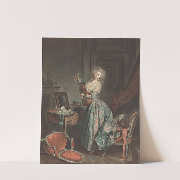 A Woman Playing The Guitar by Jean François Janinet