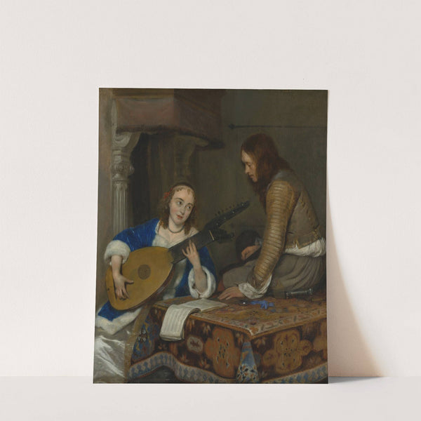 A Woman Playing the Theorbo-Lute and a Cavalier by Gerard ter Borch