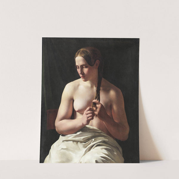 A Woman Pleating her Hair by Ludvig August Smith