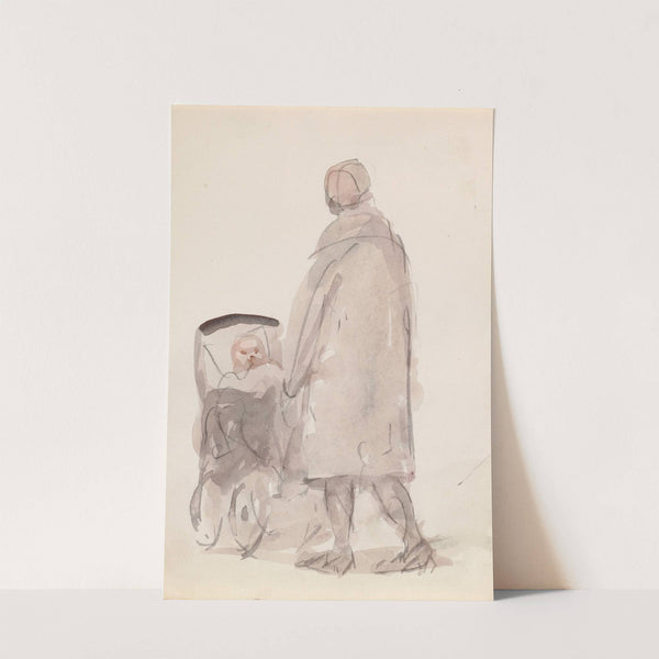 A Woman Pushing a Child in a Pram by Michael Healy