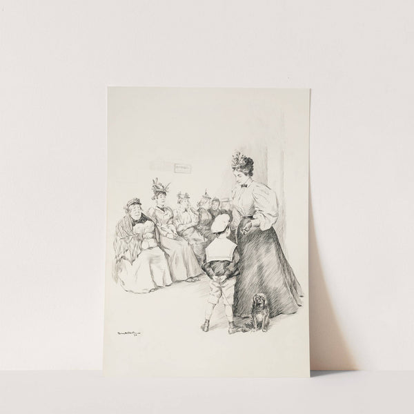 A woman talks to a boy and his dog (1896) by William Henry Walker