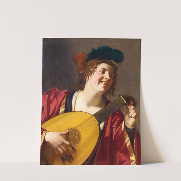 A Woman Tuning A Lute by Gerard van Honthorst