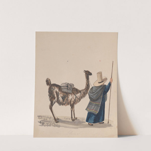 A woman walking with a Llama by Francisco Fierro