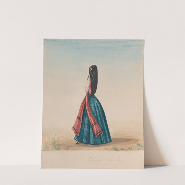 A woman wearing the saya and manto standing in profile by Francisco Fierro
