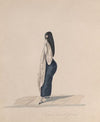 A woman wearing the saya standing in profile