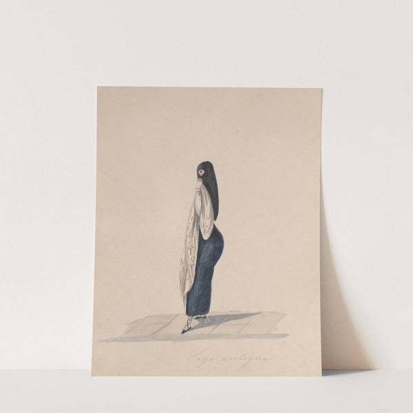 A woman wearing the saya standing in profile by Francisco Fierro