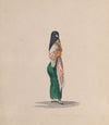 A woman wearing the saya standing in profile