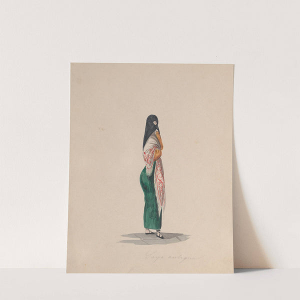 A woman wearing the saya standing in profile by Francisco Fierro