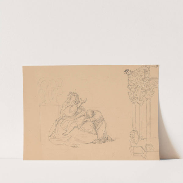 A woman with two children with a hand extended in a gesture of begging (1856) by Józef Simmler