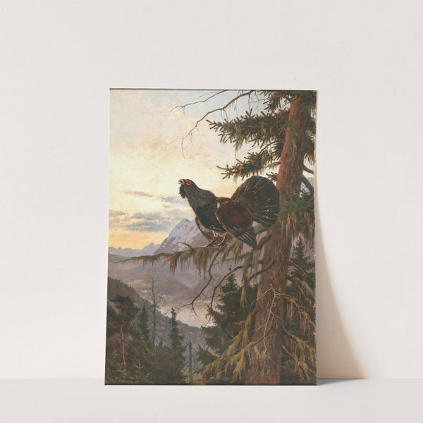 A Wood Grouse Displaying at Sunset (1920) by Otto Recknagel