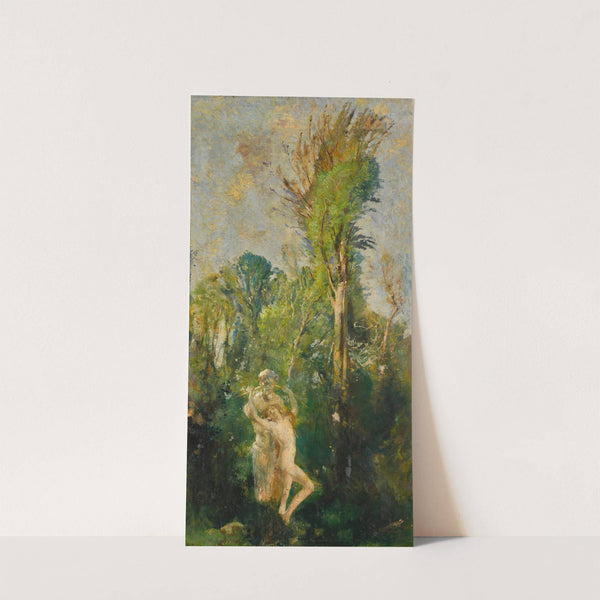 A Wood Nymph With A Statue Of Pan by Charles Sims