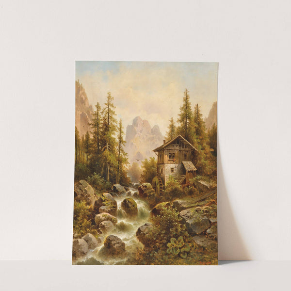 A wooded landscape with a waterfall by Anton Pickert