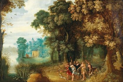 A wooded landscape with Diana and her Nymphs