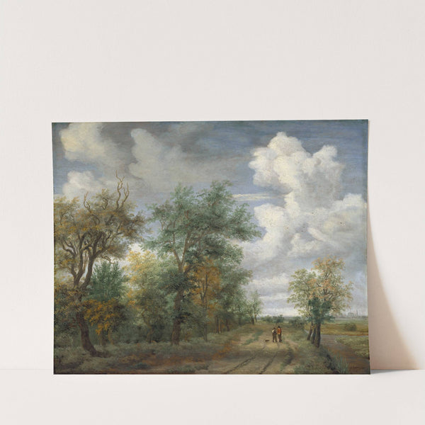 A Wooded Landscape with Figures by Meindert Hobbema