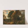 A wooded landscape with peasants and their cattle by Cornelis Huysmans