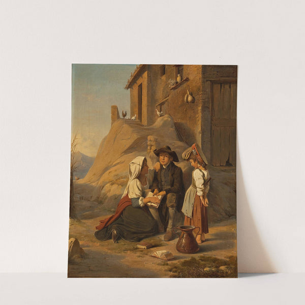 A Young Abbate Recites His Lesson To His Sister by Albert Küchler