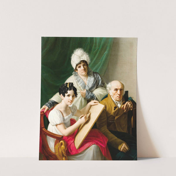 A Young Artist Drawing Her Father by French School