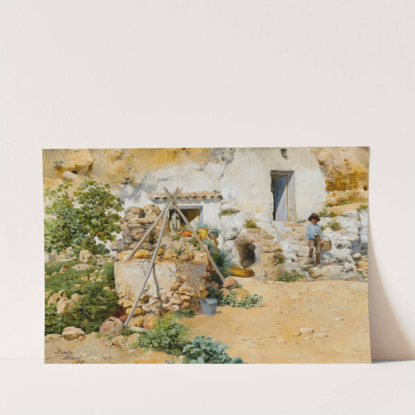 A young boy at the well by José Pinelo Llull