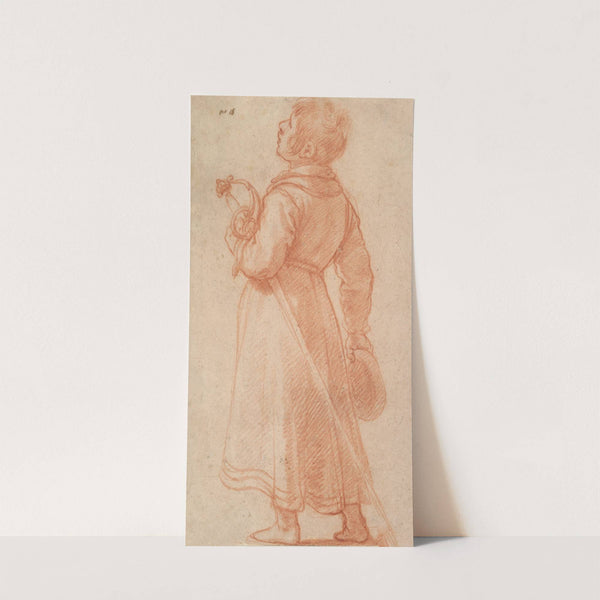 A Young Boy Seen from Behind, holding a sword and cap by Matteo Rosselli