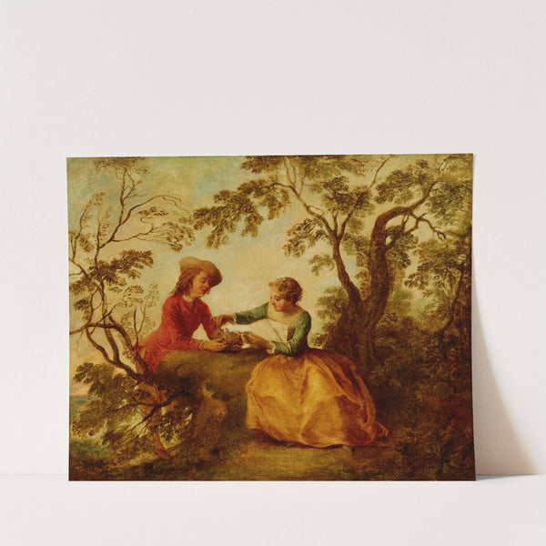 A young couple courting over a bird's nest ('Le Nid d'Oiseaux') by Nicolas Lancret