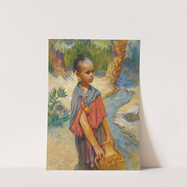 A young girl by a river by Frederick Arthur Bridgman