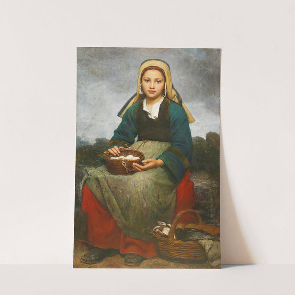 A Young Girl Holding A Basket Of Eggs (1874) by Emile-Auguste Hublin